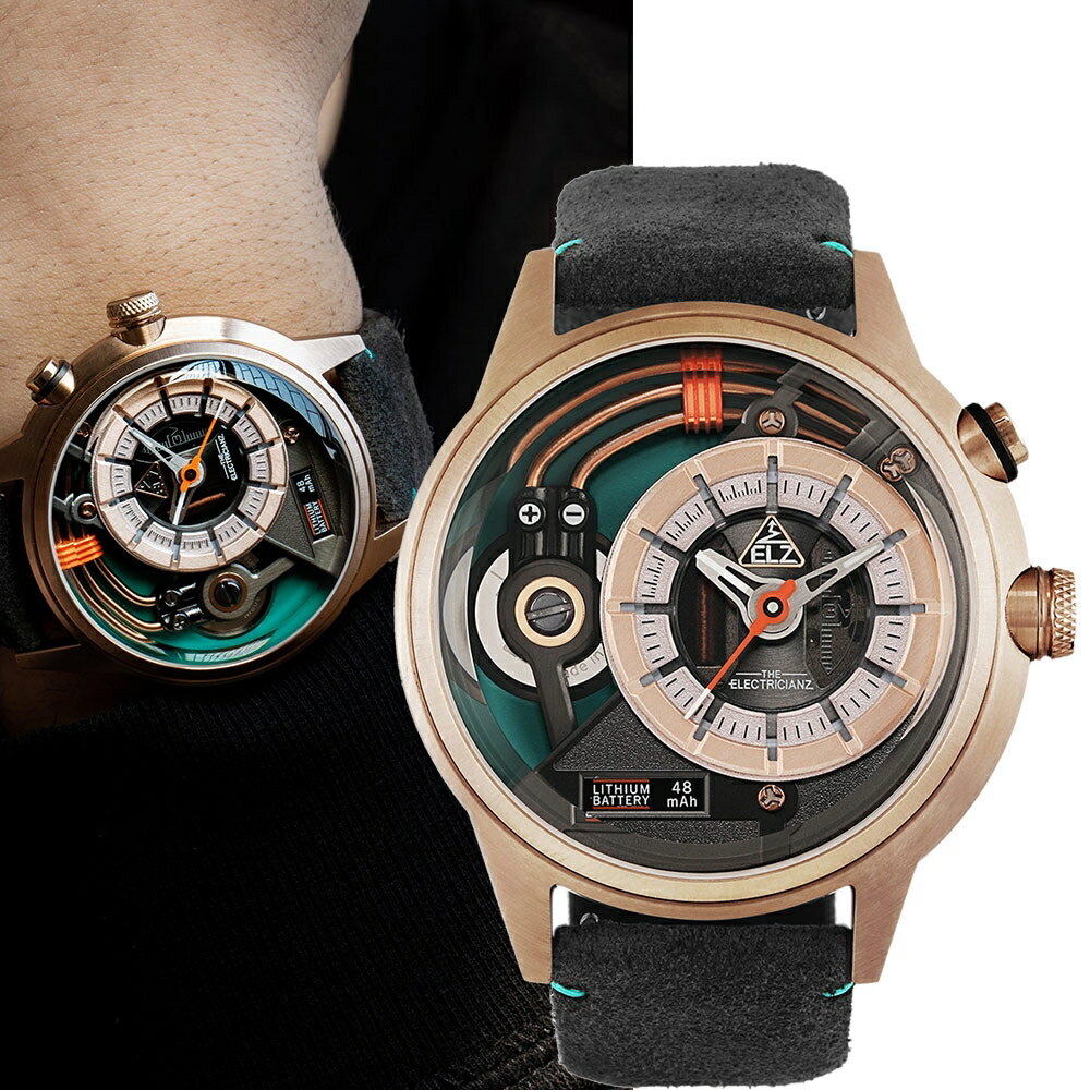送禮首選★THE ELECTRICIANZ Steel Cazino 45mm玫瑰金色 獨家電路發光手錶-ZZ-A3C/04-CLC  附提袋【全館滿額折價★APP下單點數4倍送】線上購買享_實體門市同步服務