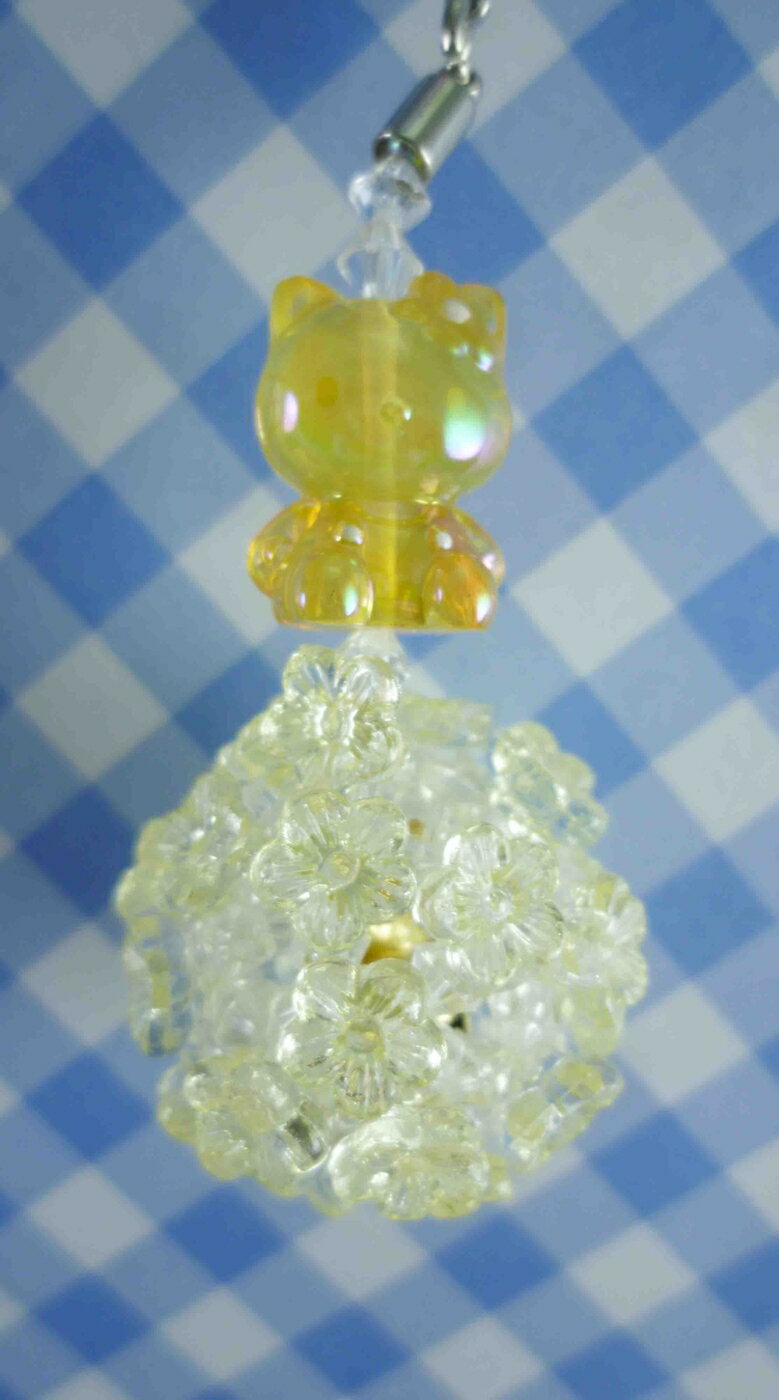 【震撼精品百貨】Hello Kitty 凱蒂貓 KITTY珠珠鈴鐺吊飾-黃色 震撼日式精品百貨