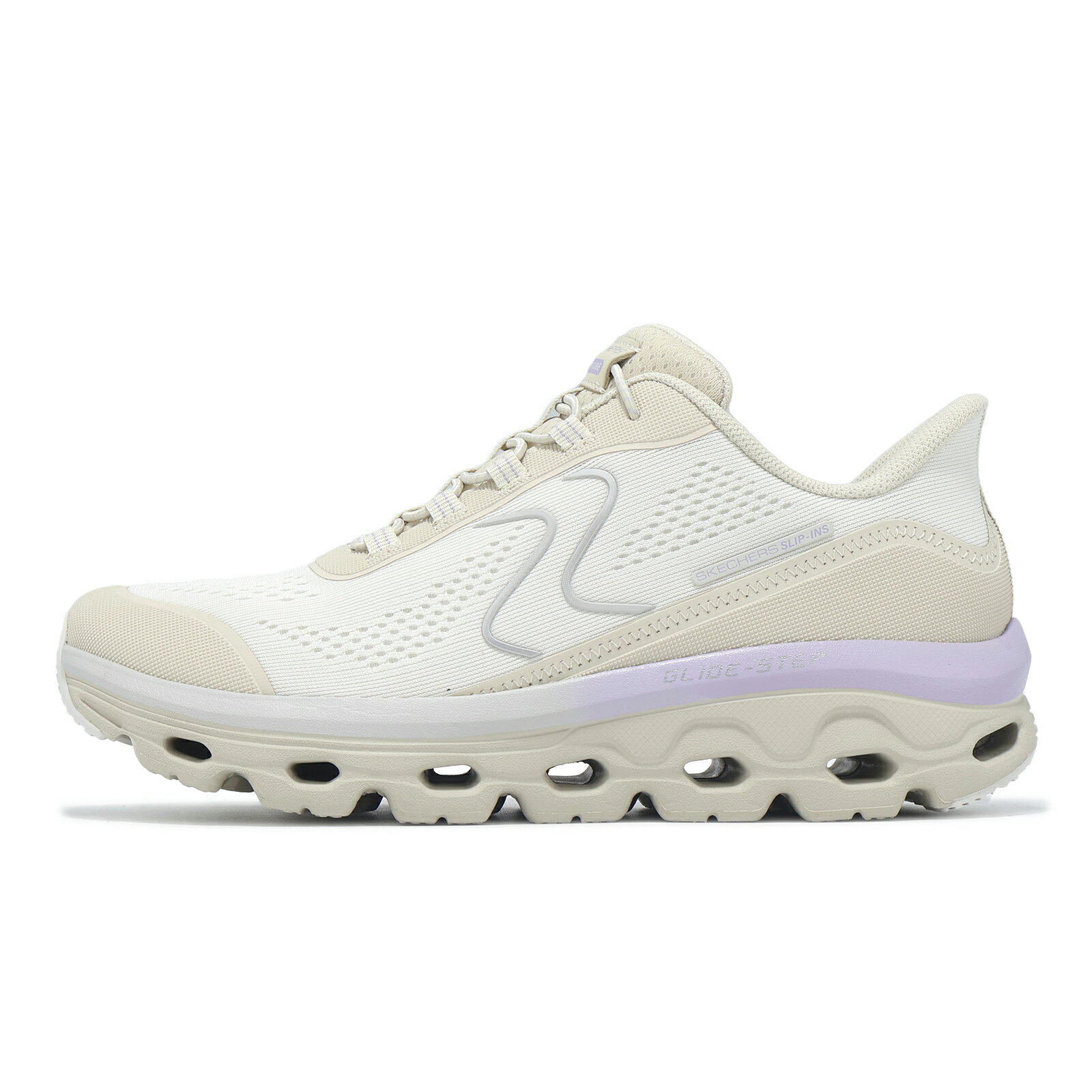 Skechers 戶外鞋 Glide-Step Sole Slip-Ins 女鞋 米白 紫 簍空 運動鞋 180272NTPR