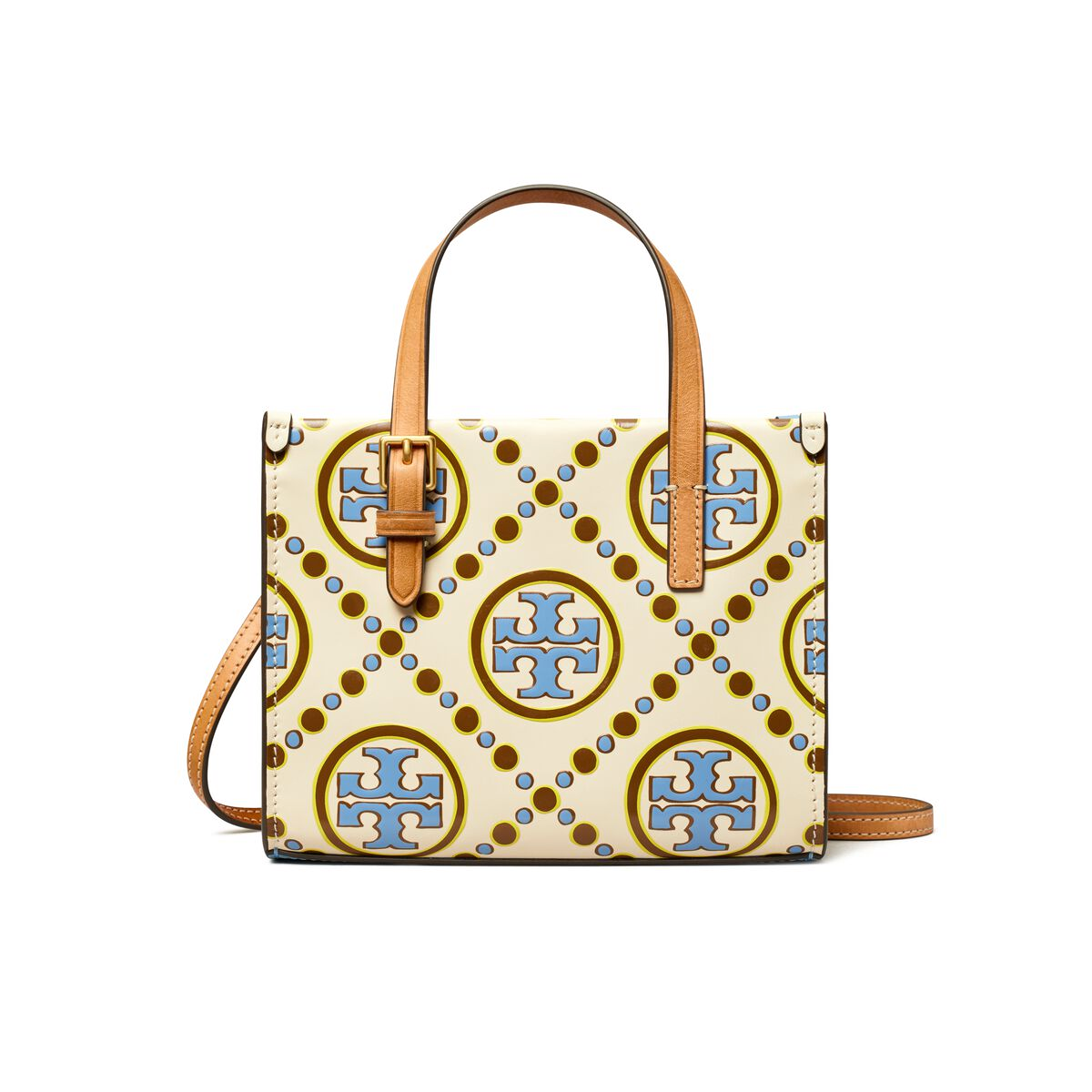 精選★TORY BURCHT Monogram 簡約時尚撞色雙T 皮革拼小牛皮 女款迷你托特包購物袋單肩斜挎手提包 146257~【母親節禮物★菲尼斯 國際精品3折起 春夏新品 換季下殺】