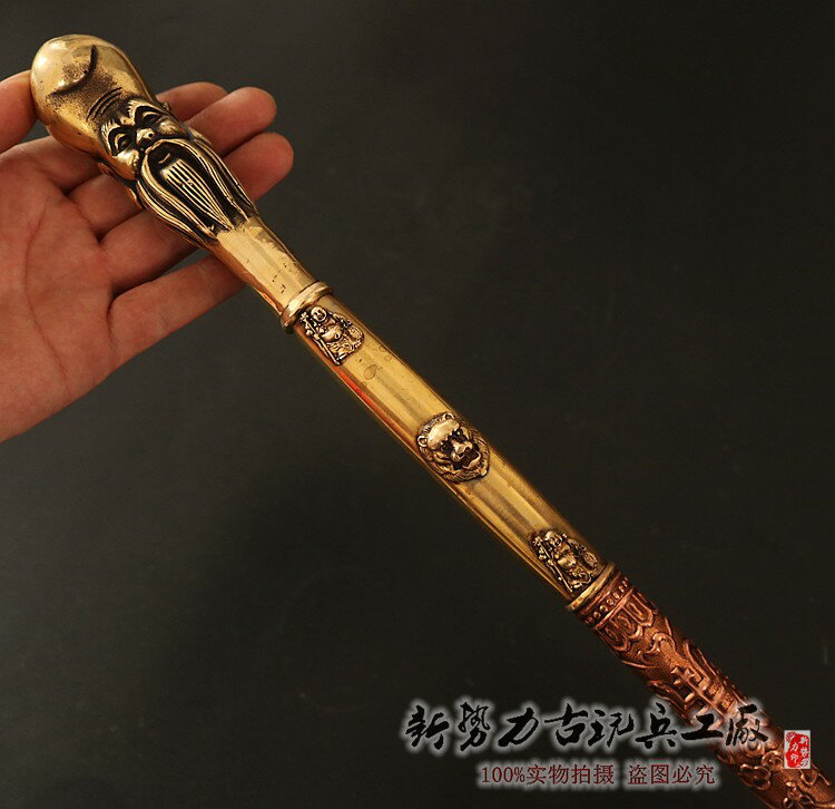 銅拐杖 純銅龍頭拐杖 拐棍手杖 老人拐杖 純銅做舊壽星 拐杖銅器