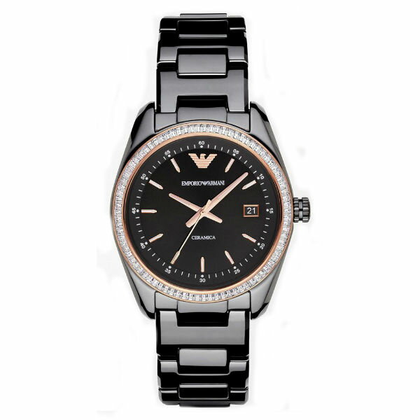 EMPORIO ARMANI 亞曼尼 AR6081 陶瓷晶鑽時尚腕錶/黑麵38mm｜樂天全館特惠中★指定刷卡回饋10%