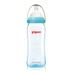 貝親 Pigeon 矽膠護層寬口母乳實感玻璃奶瓶240ml/藍(L奶嘴)P26738L★衛立兒生活館★