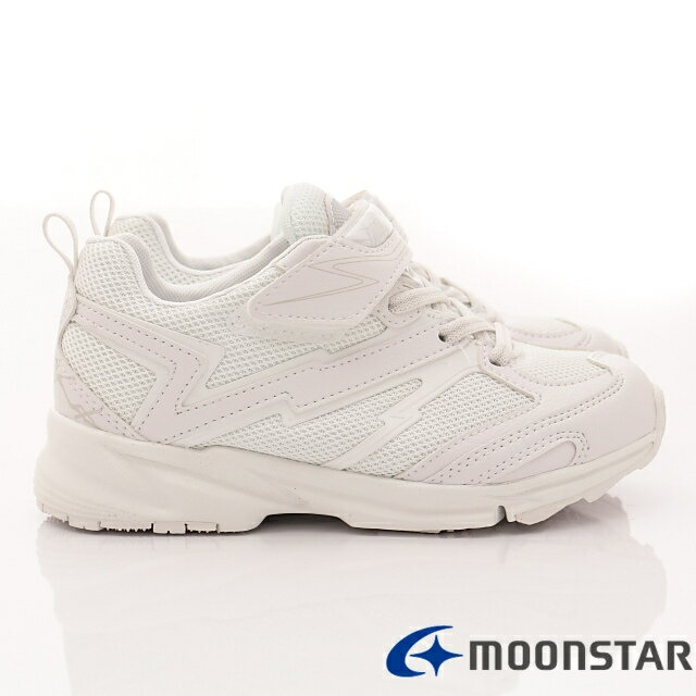 ★日本月星Moonstar機能童鞋閃電競速衝刺系列3E寬楦台灣限定全黑全白輕量鞋款011白(中小童段/中大童段) 3