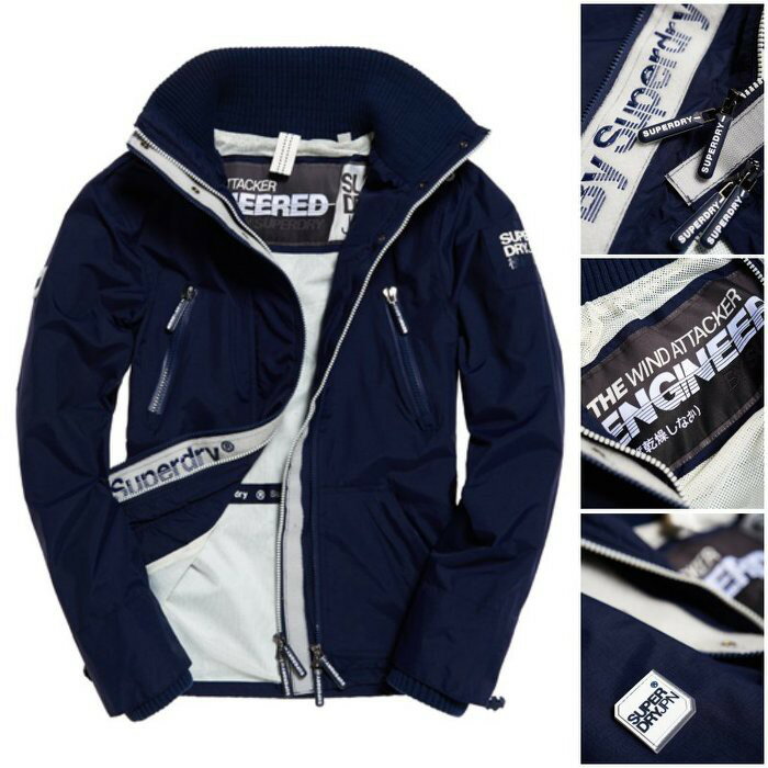 跩狗嚴選 極度乾燥 Superdry Attacker 攻擊者 網眼 深藍 無帽 立領 風衣 夾克 外套 防風