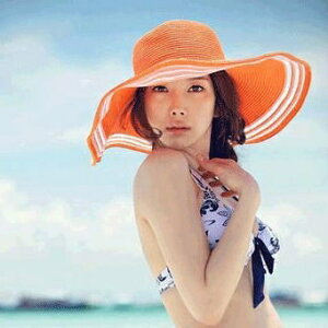 PS Mall【QG597】夏日清涼沙灘草編大檐帽 大遮陽帽 可折疊帽子