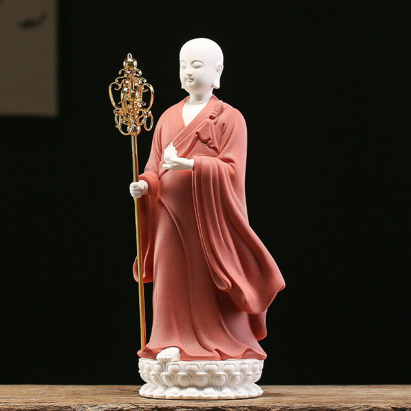 九華山地藏王菩薩佛像擺件陶瓷客廳供奉禪意家用供奉家居觀音站像