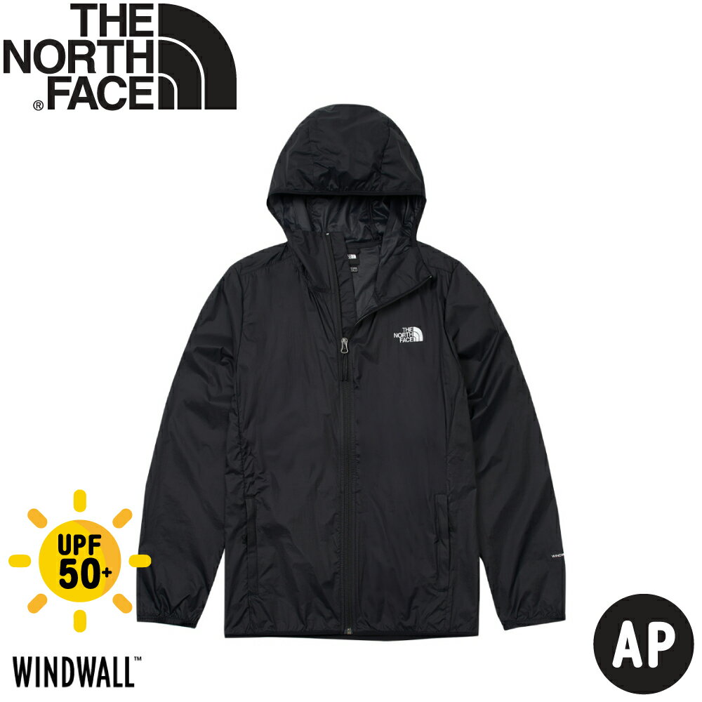 【The North Face 男 防風防曬連帽外套 AP《黑》】87V6/防風外套/防曬外套/休閒外套/機能外套