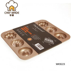 【學廚WK9223-甜甜圈模12連】3款式 金色不沾模 蛋糕模烘焙模
