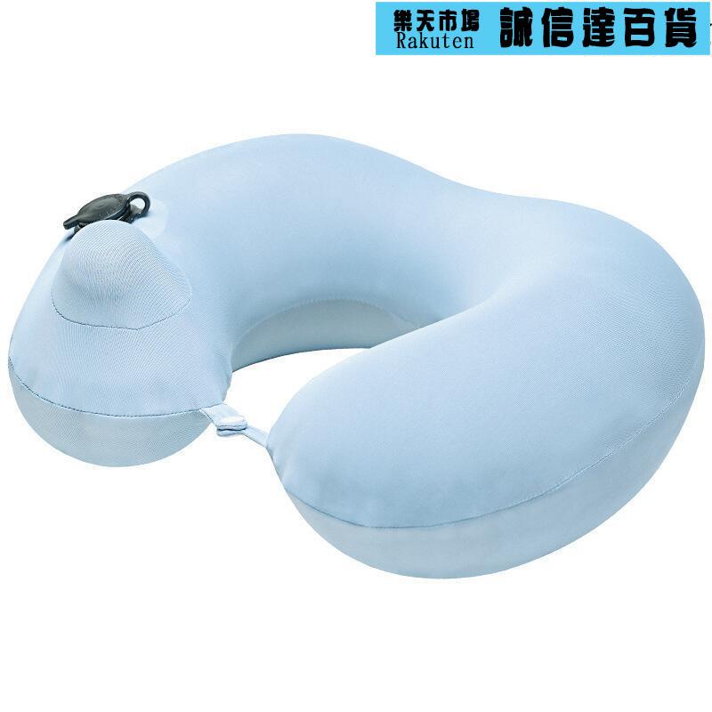 按壓式充氣u型枕脖子支撐靠枕u形椎旅行枕頭脖枕飛機高鐵睡