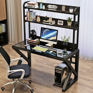 書桌書架組合一體電腦桌臺式家用現代簡約經濟型簡易辦公桌寫字桌