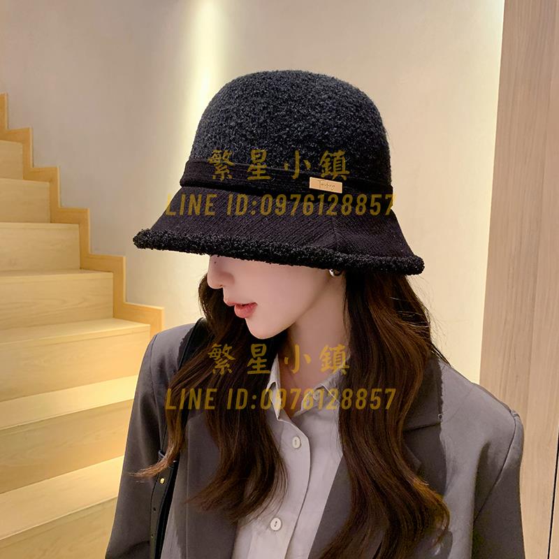 羊羔毛漁夫帽子女秋冬天復古加絨保暖水桶帽素顏顯臉小高級感盆帽【繁星小鎮】