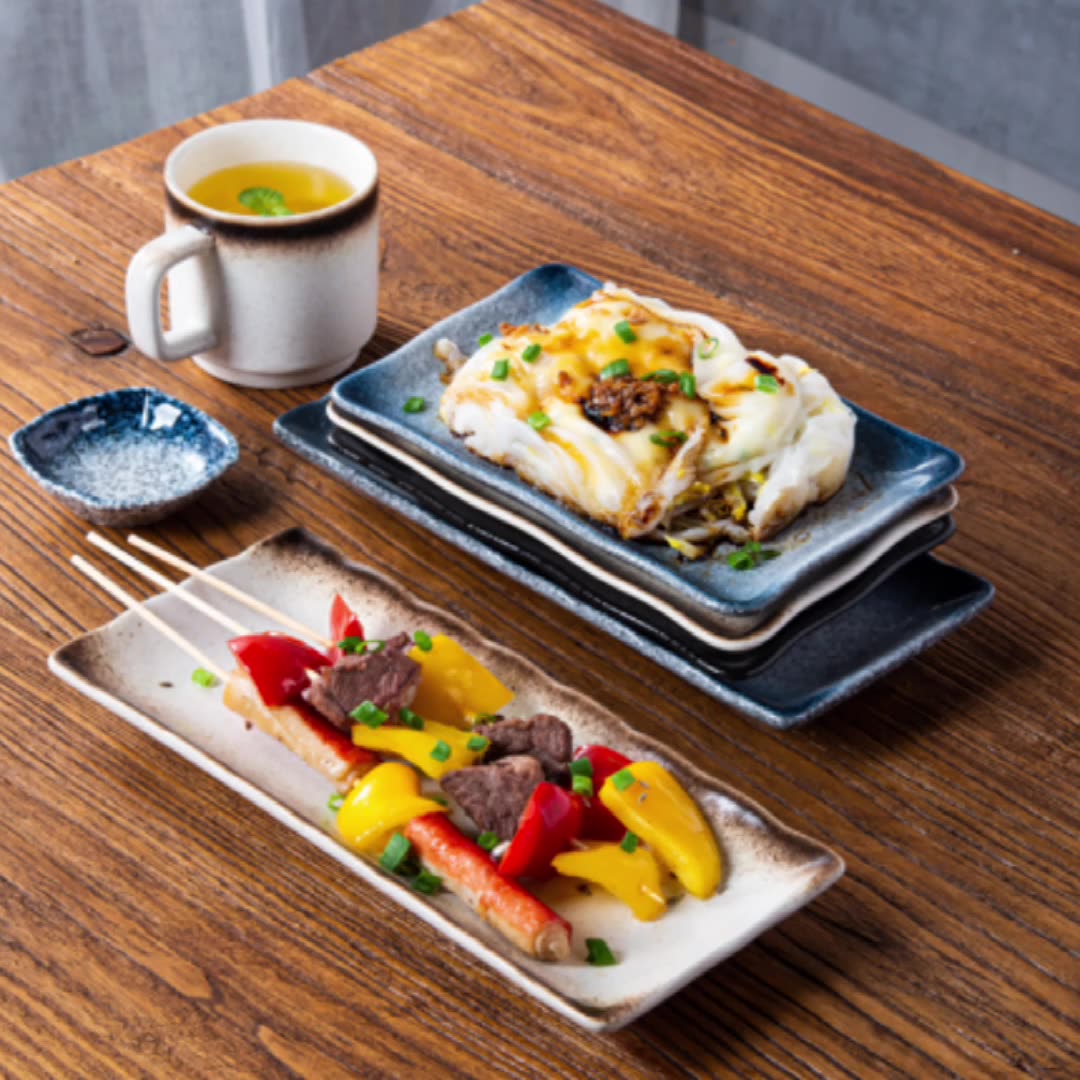 日式餐具玉子燒烤肉長方形壽司盤子火鍋菜盤陶瓷餐盤店專用商用盤