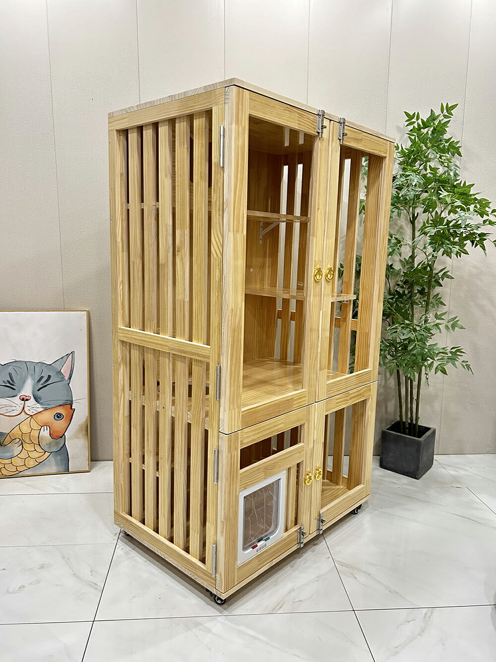 【台灣現貨】防水實木貓櫃 貓籠 貓籠子 豪華貓別墅 貓屋 貓房子 大貓籠籠子 室內貓房 貓公寓貓舍 3