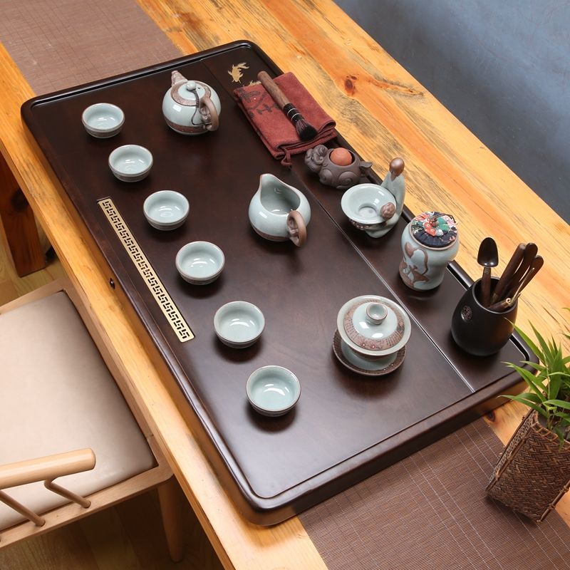 【超優品】整塊花梨黑檀茶盤實木中式原木高檔客廳茶臺簡約家用排水新款茶海