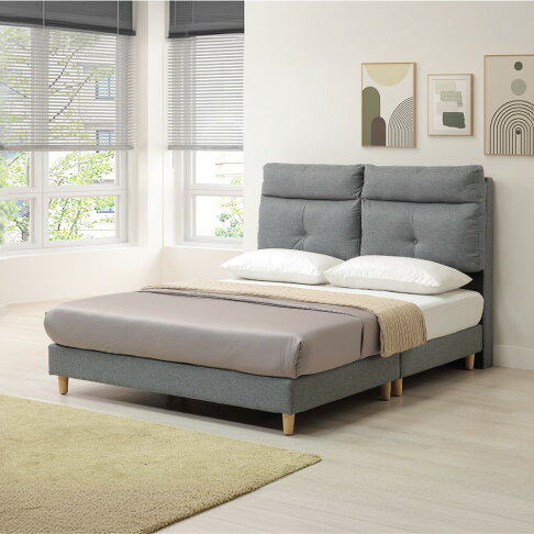 Aiden艾登亞麻布高背透氣床組(床頭片+床底)-5尺【myhome8居家無限】★APP下單享點數4% 1