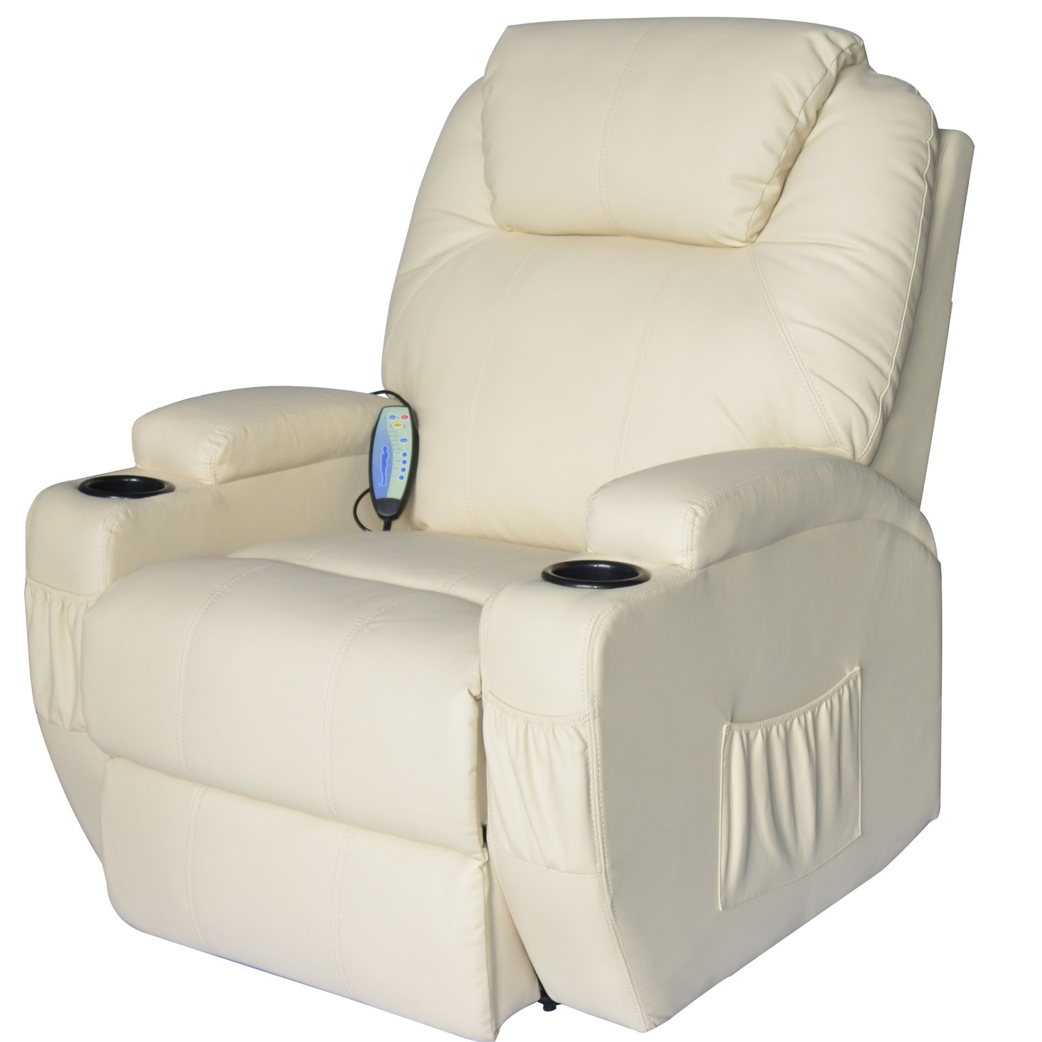 Aosom Homcom Massage Heated Pu Leather 360 Degree Swivel Recliner