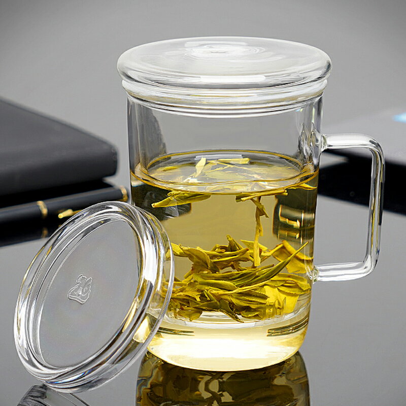臺灣茶水分離泡茶杯男茶具帶把個人玻璃水杯辦公室過濾綠茶