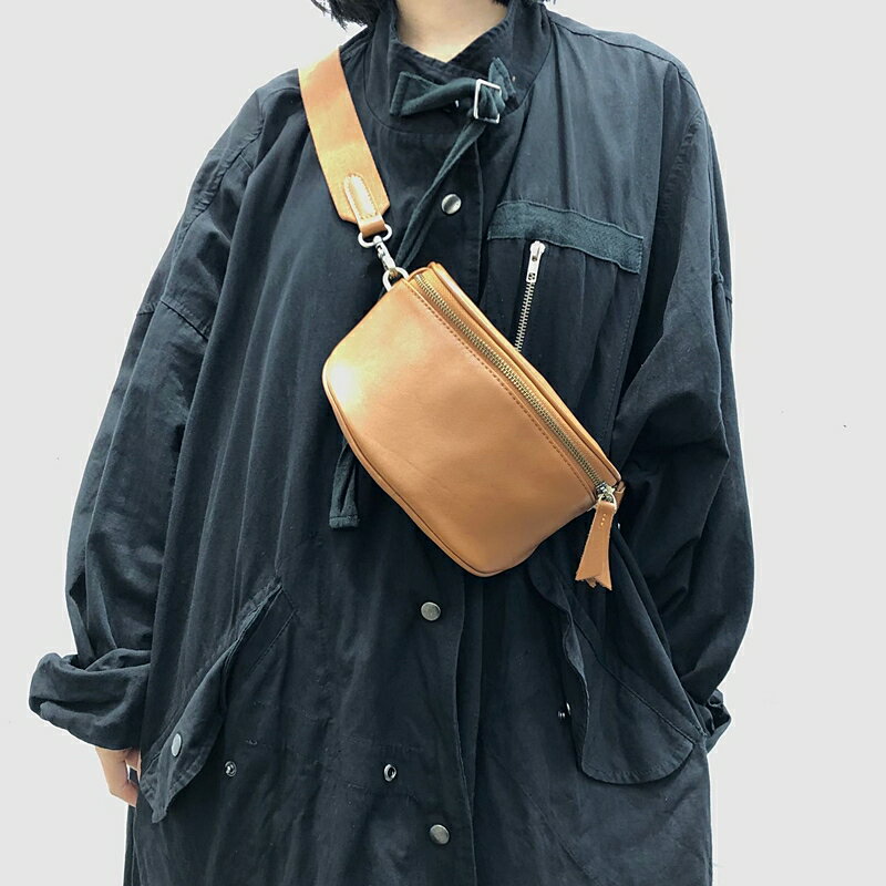 側揹包真皮肩揹包-牛皮馬鞍包復古休閒女包包2色a1ak59【巴黎精品】