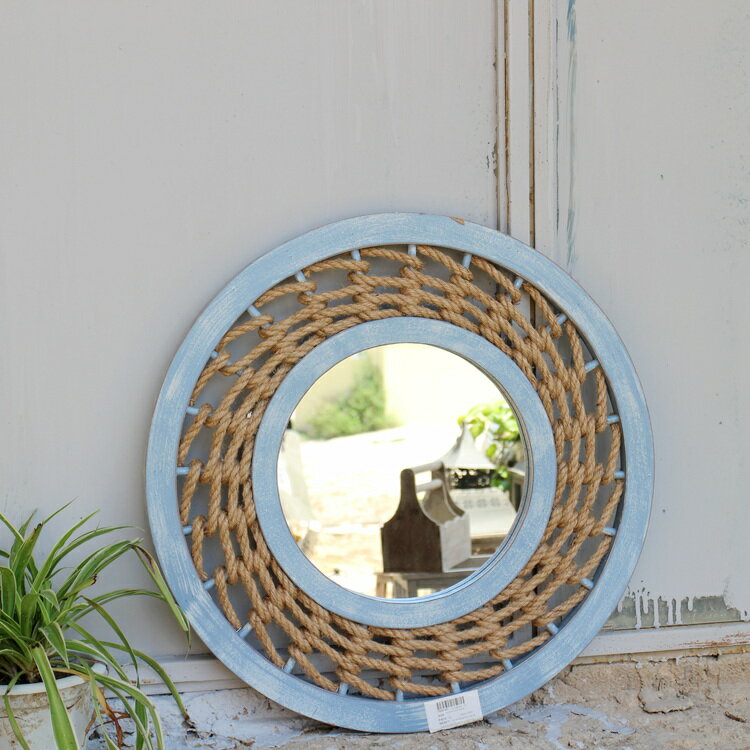 地中海風格漁網麻繩裝飾壁掛 裝飾鏡 仿古做舊 家居裝飾品 孤品1入