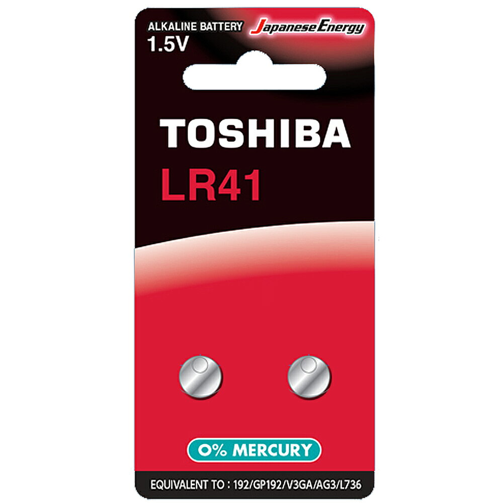 【東芝Toshiba】LR41鈕扣型192鹼性電池2粒裝(1.5V鈕型電池 無鉛 無汞)