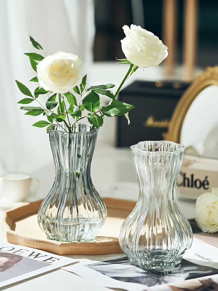 【滿299出貨】中等花瓶創意擺件客廳插花玻璃透明ins北歐輕奢水養鮮花玫瑰