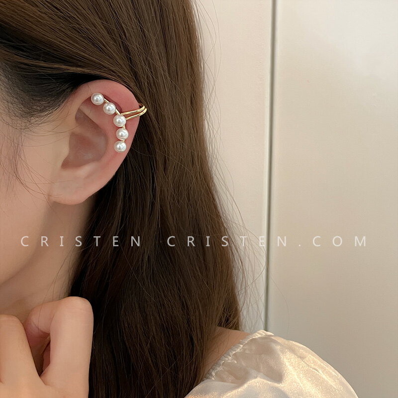 小眾設計感珍珠耳骨夾耳夾無耳洞女耳釘簡約冷淡風氣質韓國個性