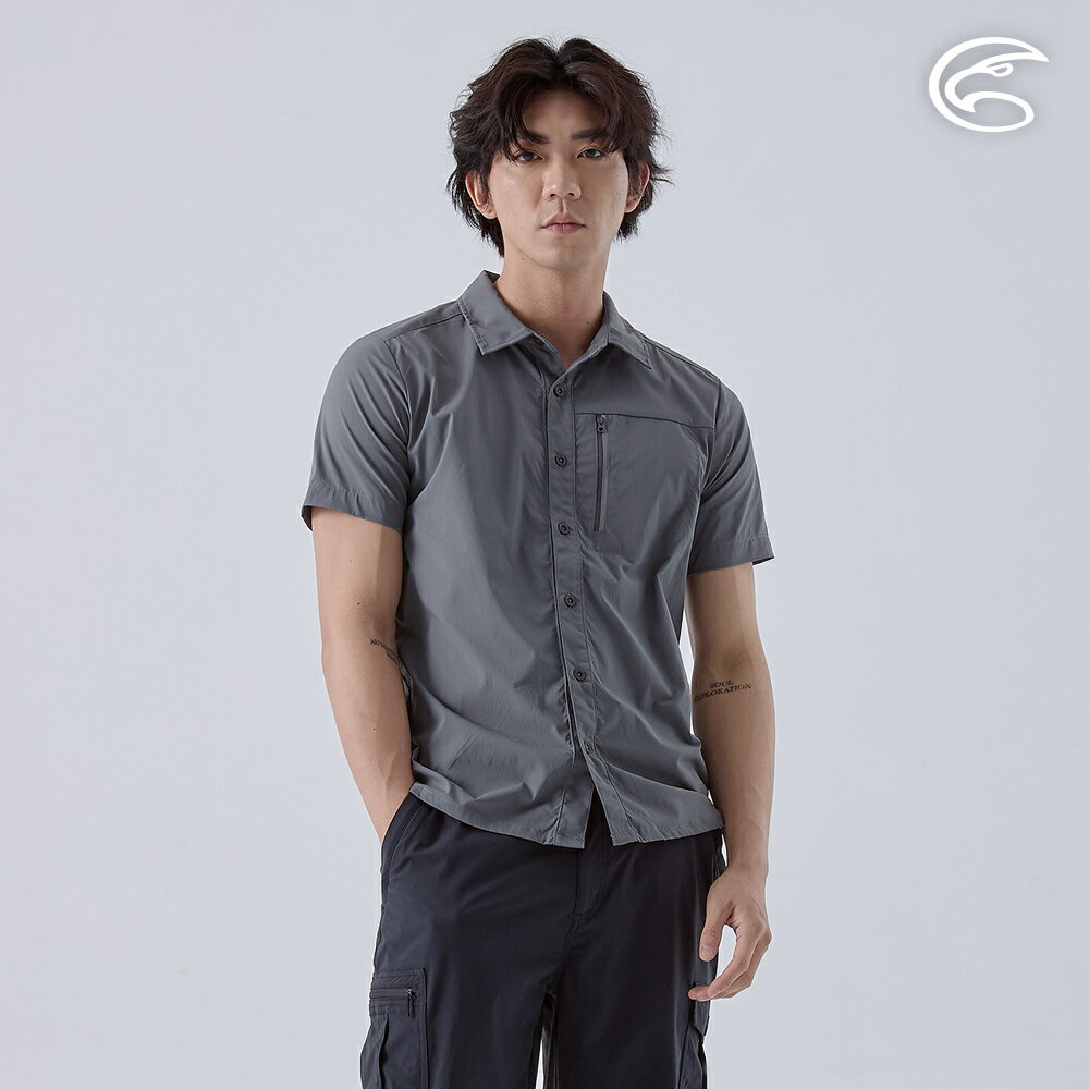ADISI 男UPF50+透氣快乾短袖襯衫 AL2411019 (M-3XL)｜抗UV 彈性 吸濕 速乾 輕薄 休閒上衣 5