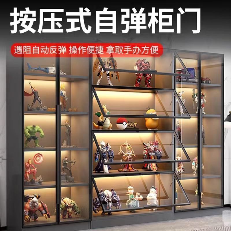 玻璃櫃 開發票 免運 玻璃展示櫃產品陳列櫃玩具樂高收納家用模型手辦積木擺件櫃子書櫃LL126公司貨
