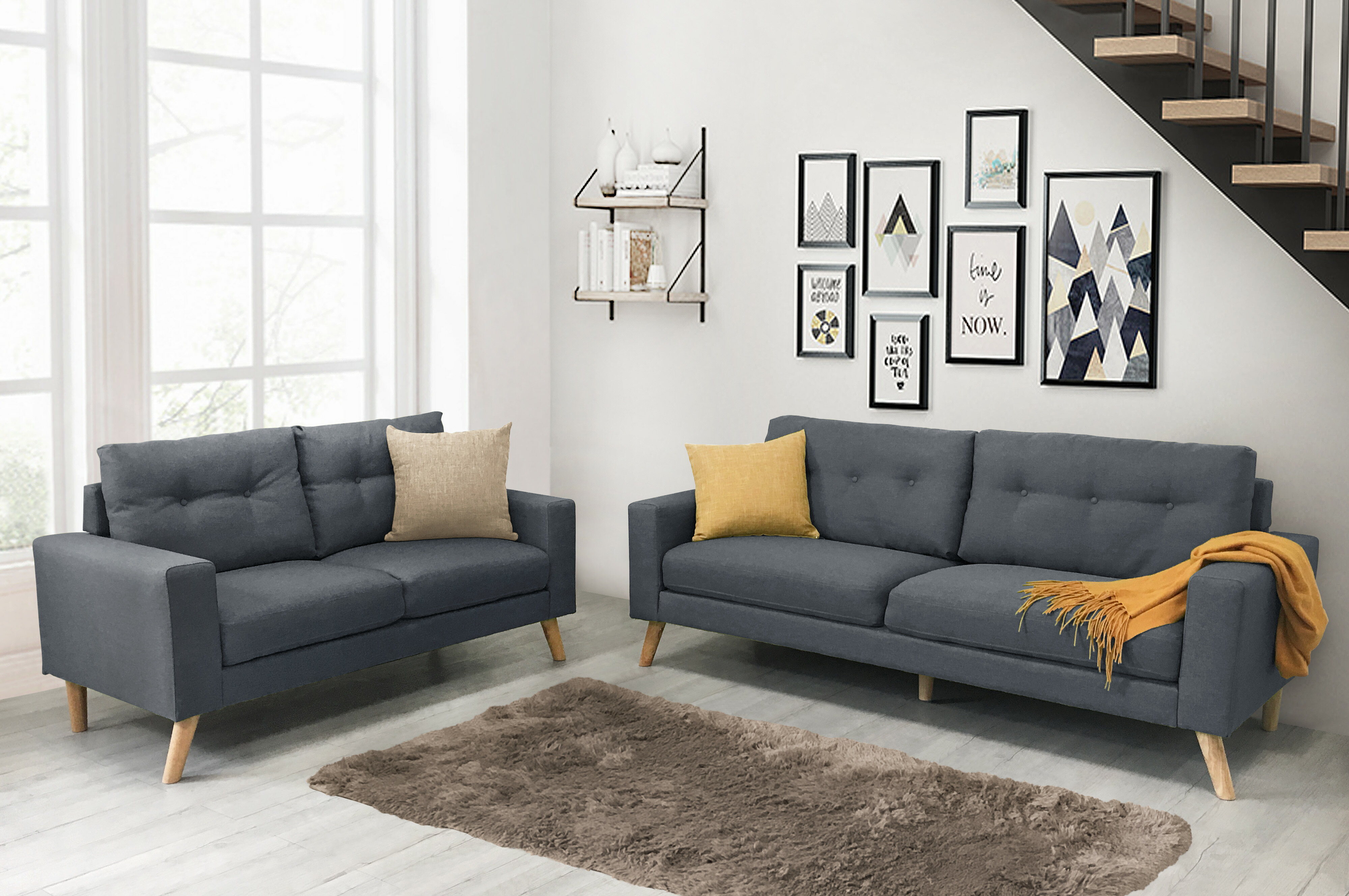 《翡翠》 新品 灰色 3+2沙發組 布沙發 三人座 二人座 亞麻布 日式 清新 自然 套房 客廳 工廠直營 【新生活家具】
