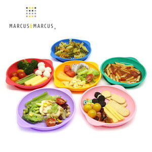 加拿大MARCUS＆MARCUS動物樂園幼兒學習吸力餐盤(獅子紅/長頸鹿黃/河馬藍/大象綠/粉紅豬/鯨魚紫)