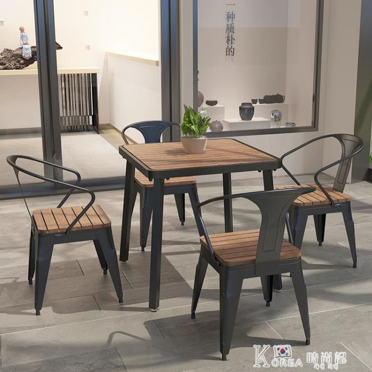 陽台戶外桌椅組合室外鐵藝小茶幾簡約休閒庭院露台桌椅子三5件套