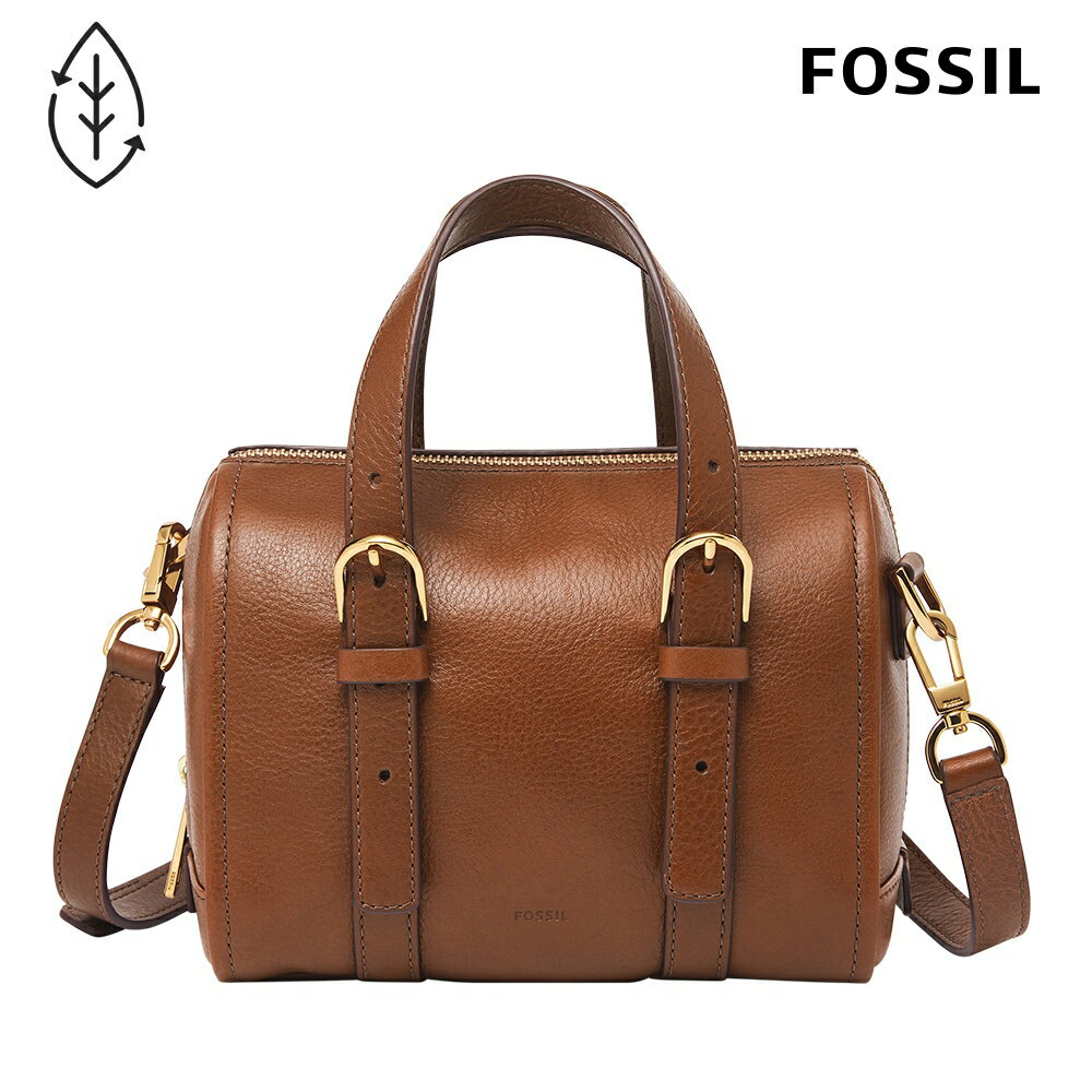 送禮首選★FOSSIL Carlie 真皮迷你波士頓包-咖啡色 ZB1856200【美國時尚品牌】 附防塵袋+提袋【全館滿額折價★FOSSIL全系列包夾送美妝蛋】