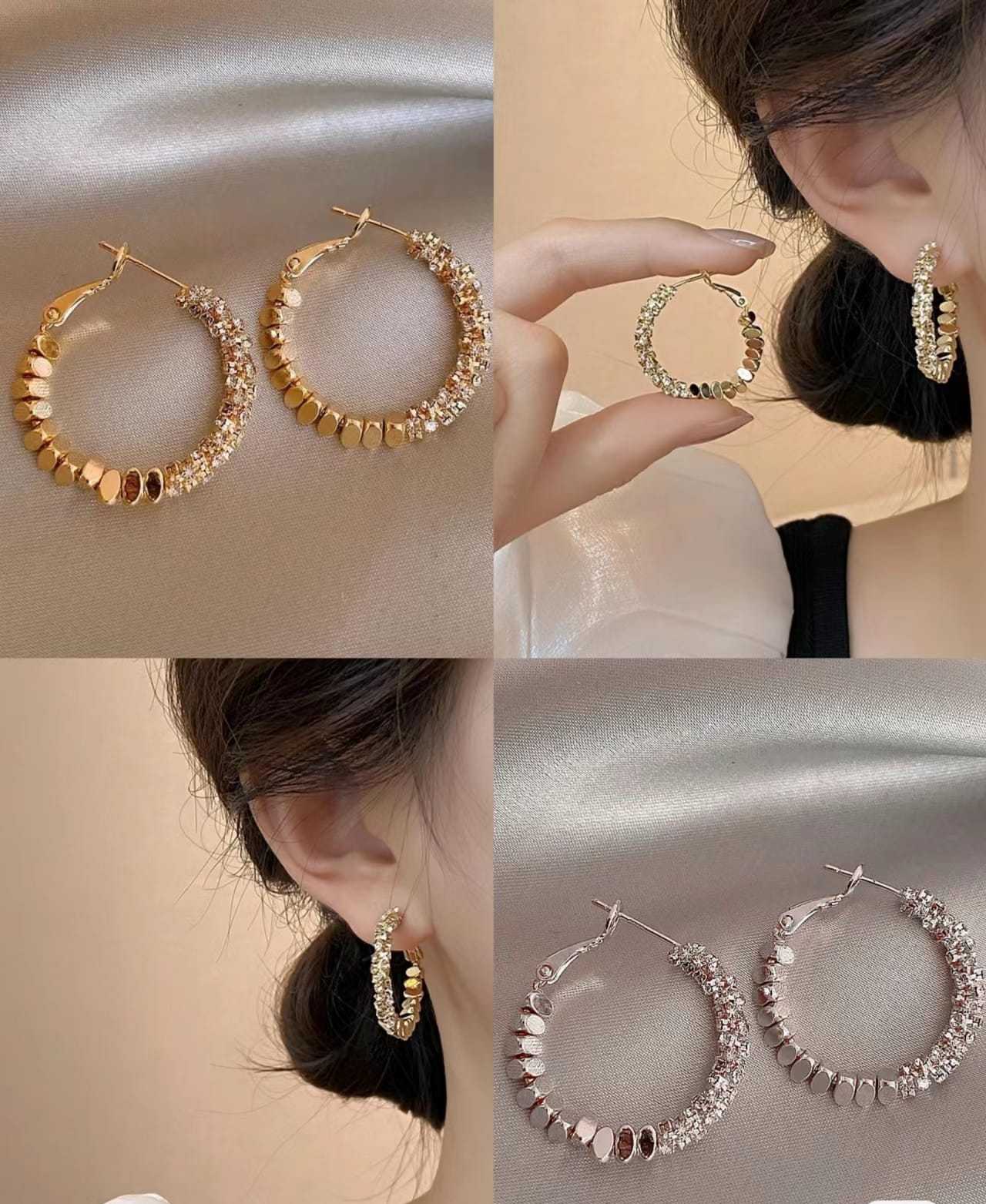 韓國 超美碎銀子圈圈耳環