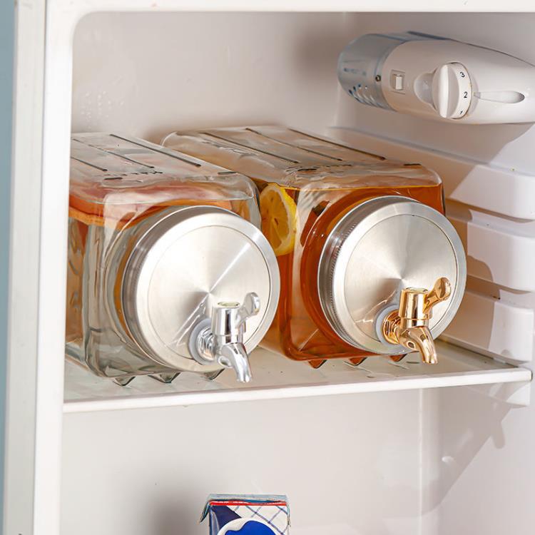 冷水壺 冷水壺帶水龍頭果汁飲料玻璃罐大容量涼水壺冷水罐冰箱啤酒桶家用