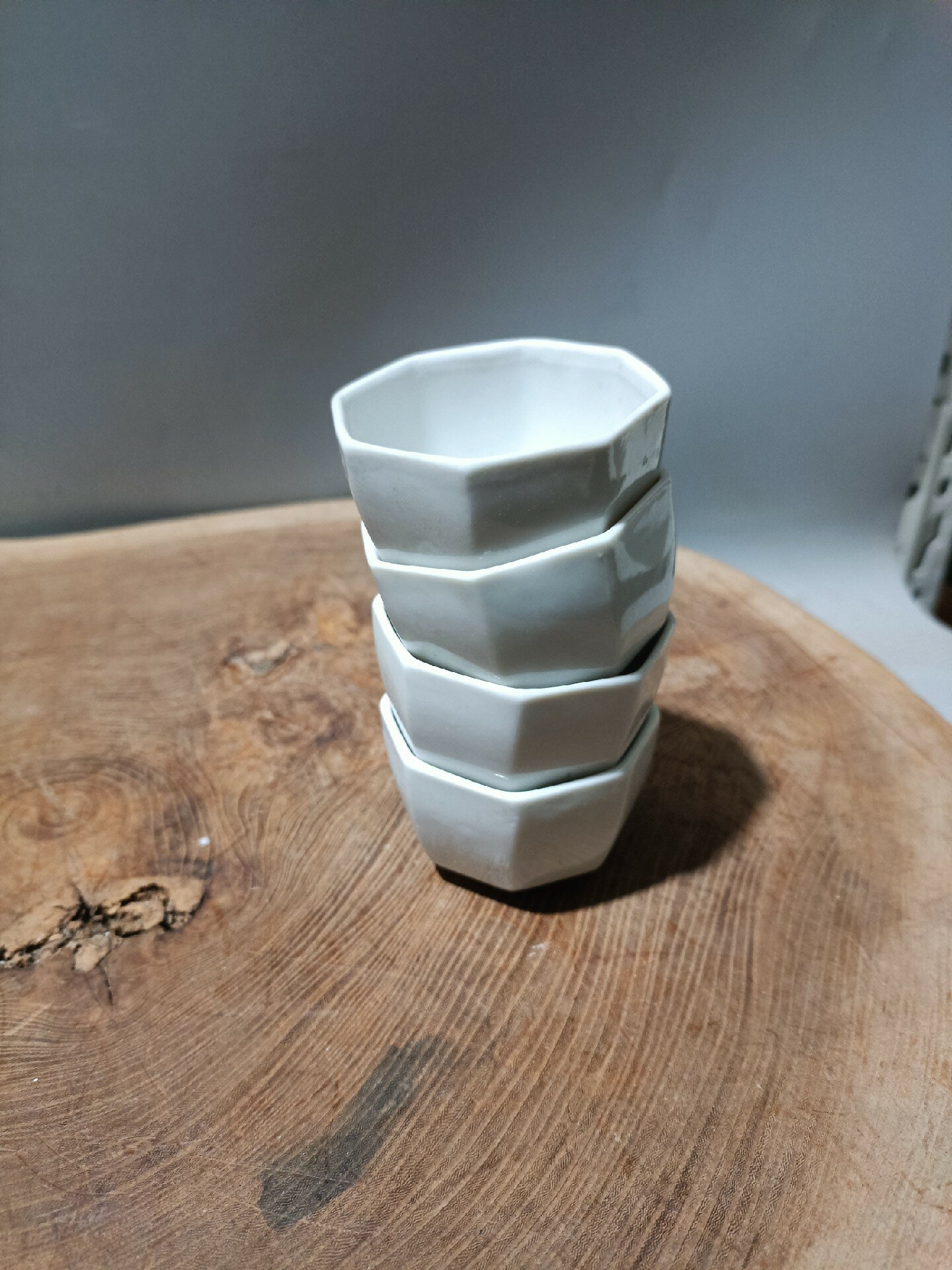 日本迴流瓷器昭和時期六稜白瓷杯茶杯茶碗酒杯，全品，不過每個杯
