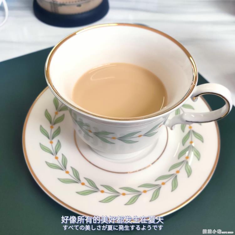 ins英式復古下午茶杯碟咖啡杯金邊葉子杯套裝vintage美式歐式法式 樂樂百貨