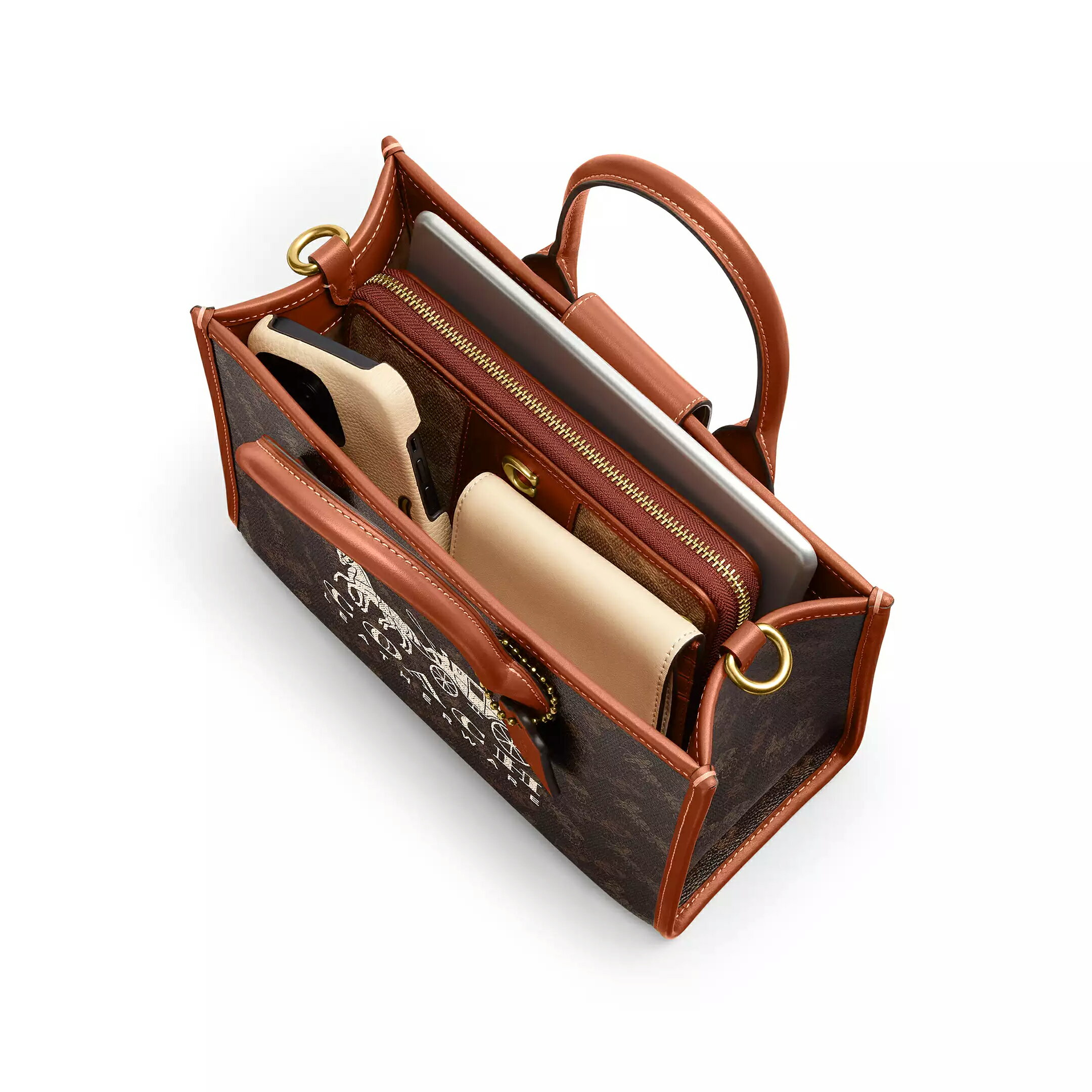 精選★COACH Ace26 Logo馬車印花 中號托特單肩斜跨斜背包 手提包 CR680~【購物節優惠★菲尼斯 國際精品↘3折起】 3