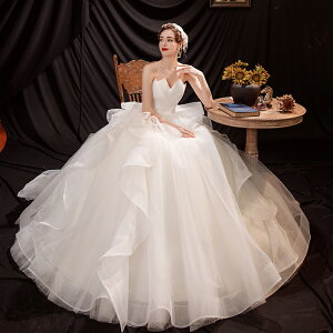 天使的嫁衣 時髦范兒 夢幻法式抹胸公主新娘蓬蓬裙婚紗禮服17098
