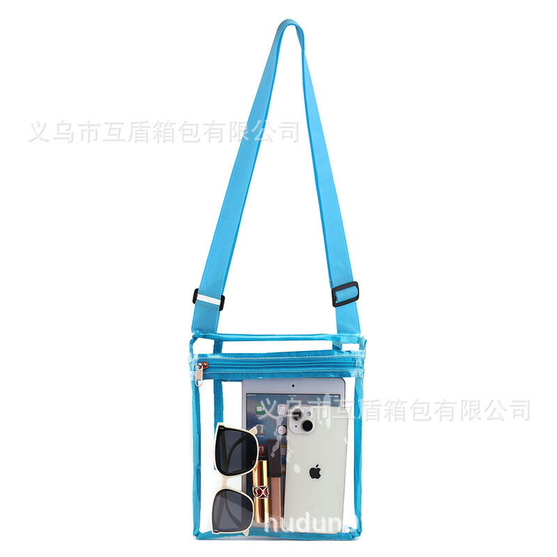 現貨歐美PVC透明單肩斜挎包便攜防水購物袋沙灘多功能收納文件袋