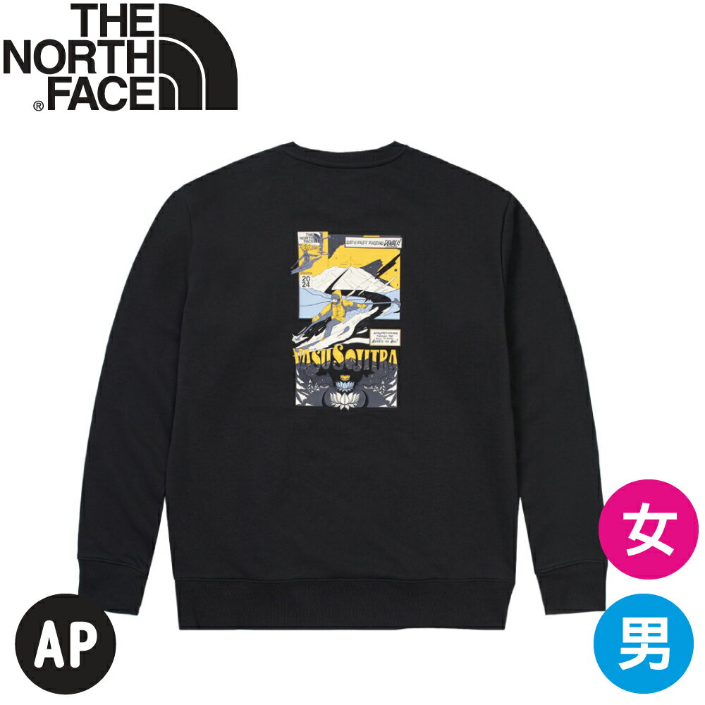 【The North Face 男女 寬鬆版圓領印花長袖上衣 AP《黑》】8ATH/短T/印花T/圓領T/休閒T