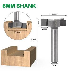 6mm Shank 1/4&Prime;shank 3 teeth T-Slot Router Bit Milling Strai
