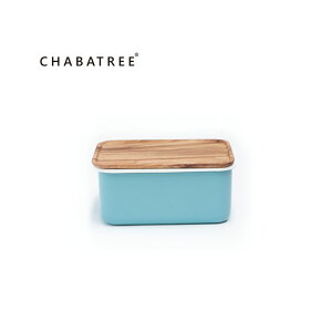 泰國Chabatree 1.9L琺瑯密封儲物盒/保鮮盒(湖水藍)-L ＊琺瑯盒身可當料理烤盤＊