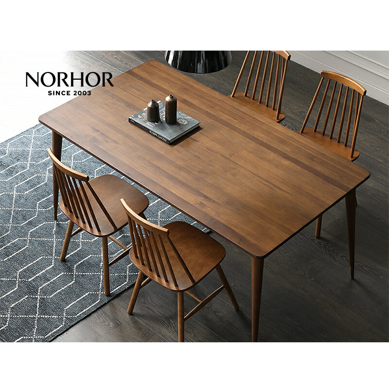北歐錶情墨爾本餐桌簡約實木可伸縮折疊戶型長方鬍桃木色K