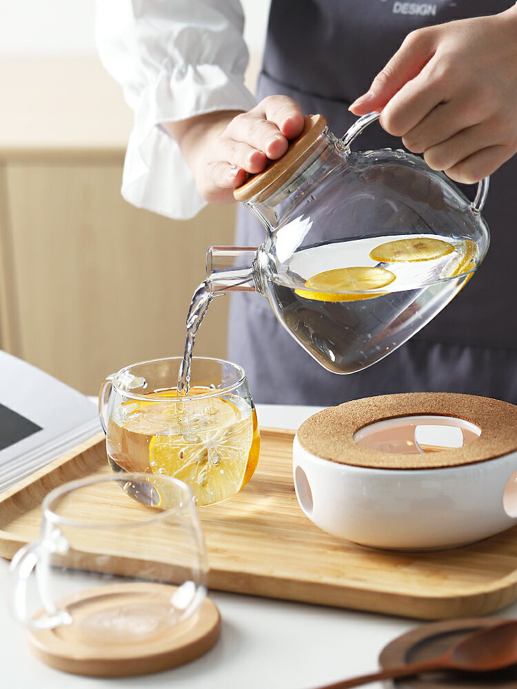 大容量玻璃冷水壺耐熱高溫泡茶壺家用套裝小型透明過濾茶具煮茶器