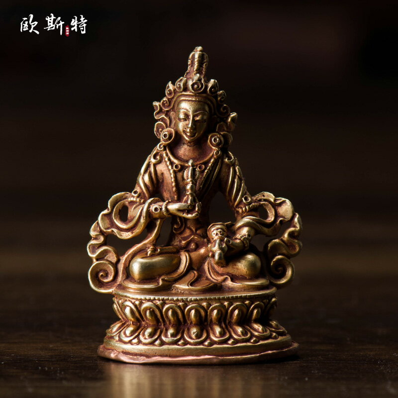 歐斯特 尼泊爾銅全鎏金 手工密宗隨身佛 金剛薩埵 密宗小佛像擺件