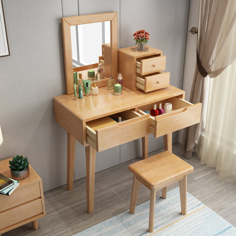 實木梳妝台戶型收納桌臥室具櫃鏡台化妝台