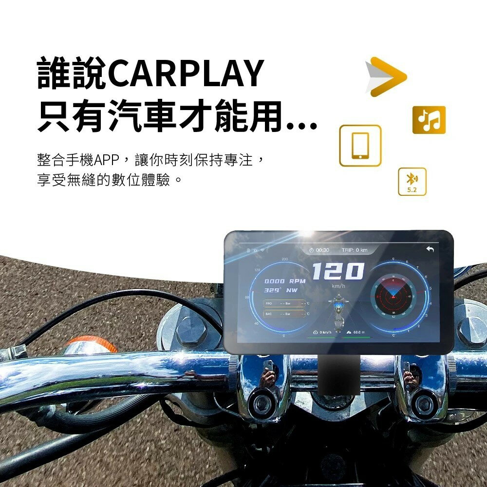 【Looking錄得清】卡普雷導航機 機車CarPlay.支援投屏.導航.安卓IOS系統-無紀錄器功能