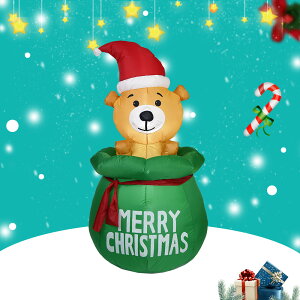 110V 聖誕節裝飾 免運 圣誕節 圣誕氣模 充氣發光禮包小狗氣模 圣誕節庭院裝飾充氣 交換禮物