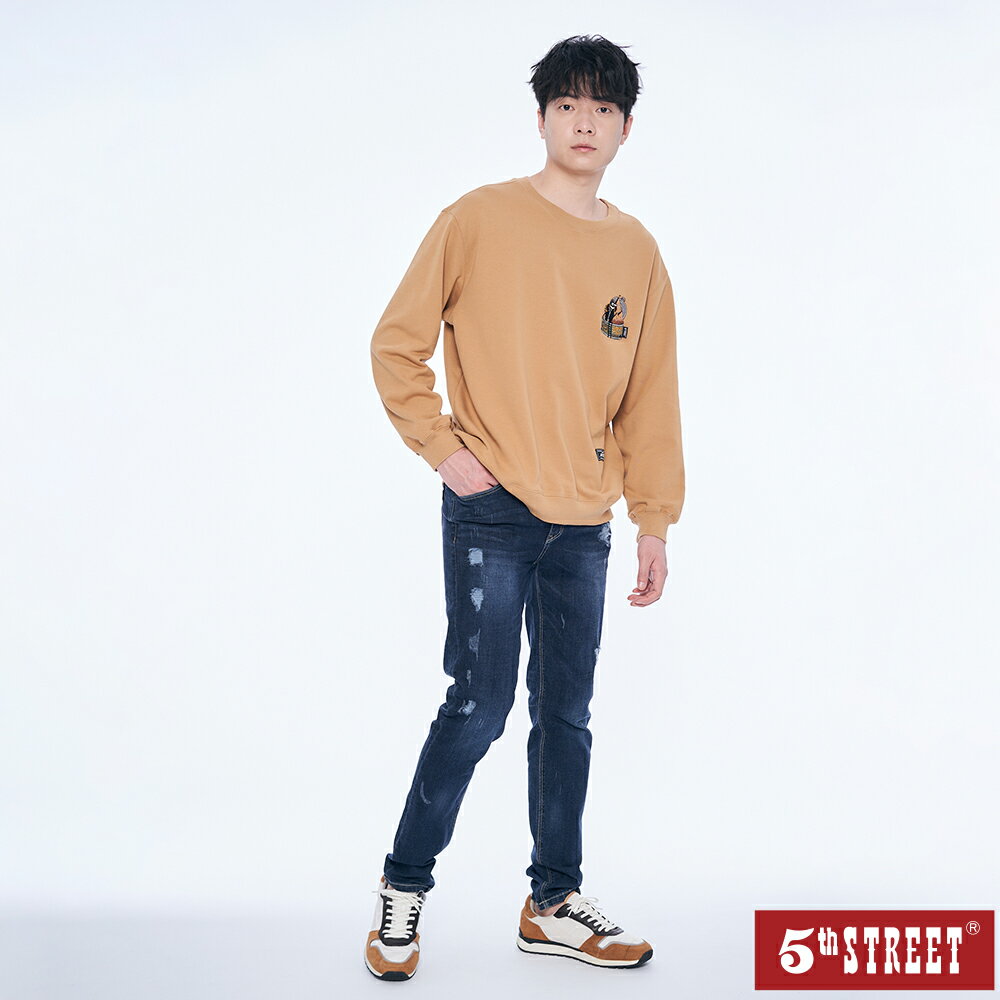男超彈牛仔窄管褲-石洗綠【5th STREET】【APP下單享4%點數】
